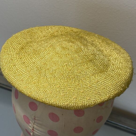 Roberta Bernays Hat Womens Yellow Antique Vintage Lace Top Round - Picture 2 of 11